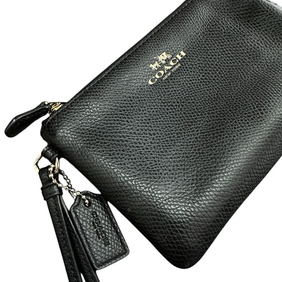 Coach Small Black Pebbled Leather Wristlet - Picture 3 of 6